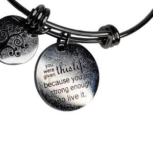 Strong Enough women's charm bracelet silver‎ tone adjustable strength support